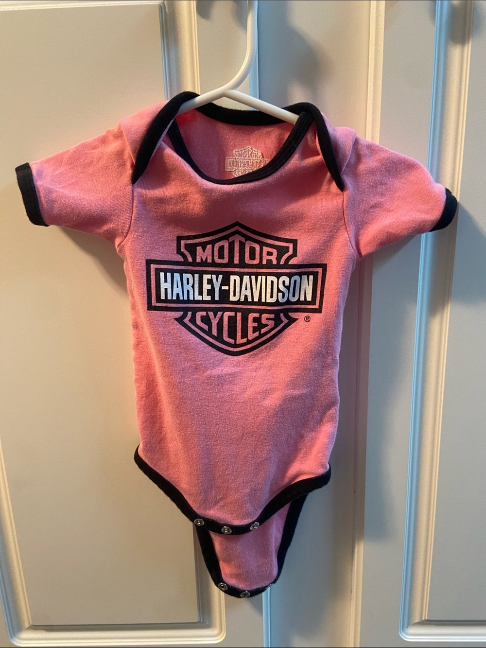 Harley-Davidson Pink with Black Trim Infant One-Piece Bodysuit